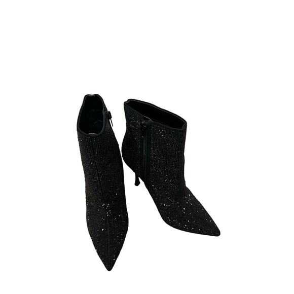 INC Women’s Black Rhinestone Ankle Boots Size 5 M 35 With Stiletto Heel - Picture 3 of 7